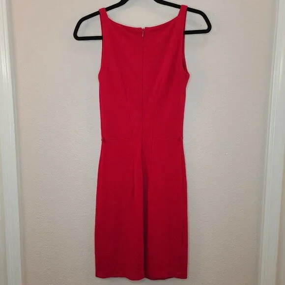 MNG Suit Dress Women XS Red Knit Fitted Sheath Square Neck Stretch Career Office - Picture 8 of 12